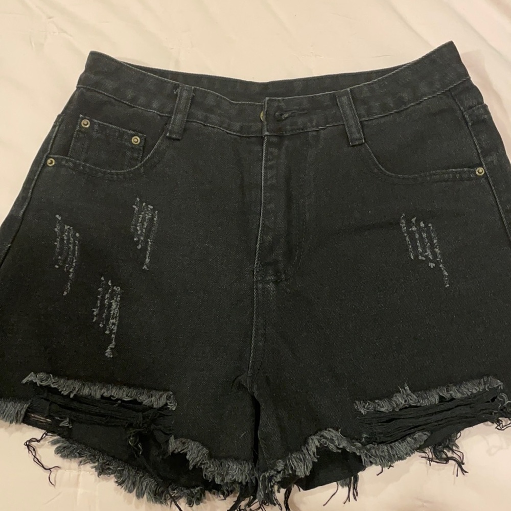 Black jean shorts